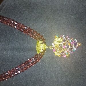 Heidi Daus Purple and Gold Crystal Necklace
